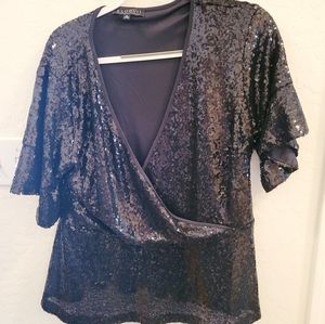 Eloquii Sequin Surplice Top with Peplum